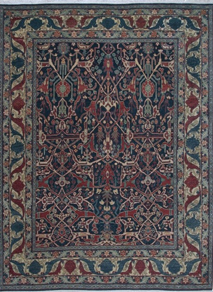 Traditional Handmade Wool Area Rug with A floral Pattern-id1

