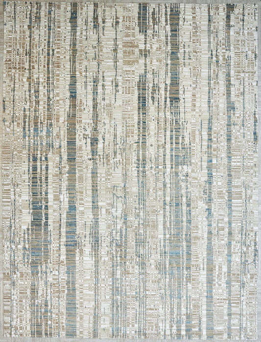 Abstract Wool  Silk Handmade Indian  Area Rug featured #7663417098410 