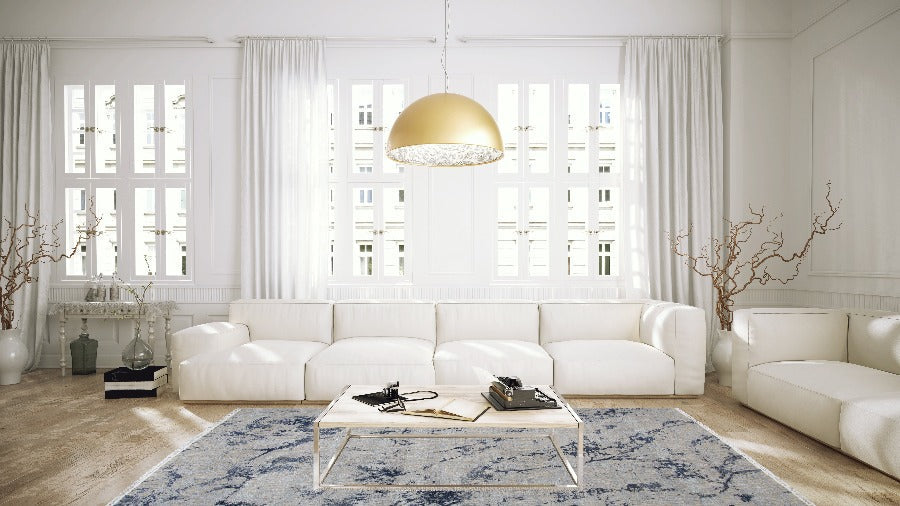 Modern Indian Wool & Silk Area Rug With An Abstract Design