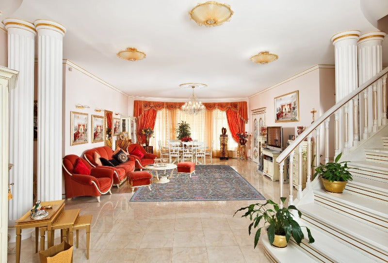 Modern Fine Hand-Knotted Wool & Silk Indian Carpet