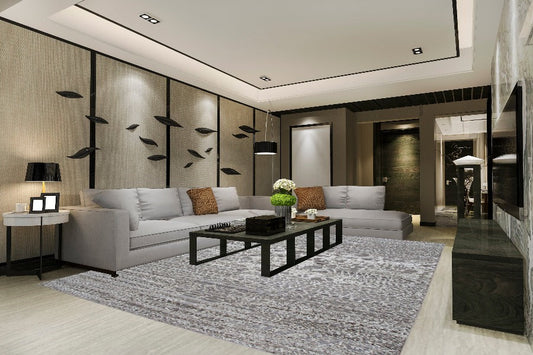 Modern Indian Handmade Area Rug with an Abstract Design
