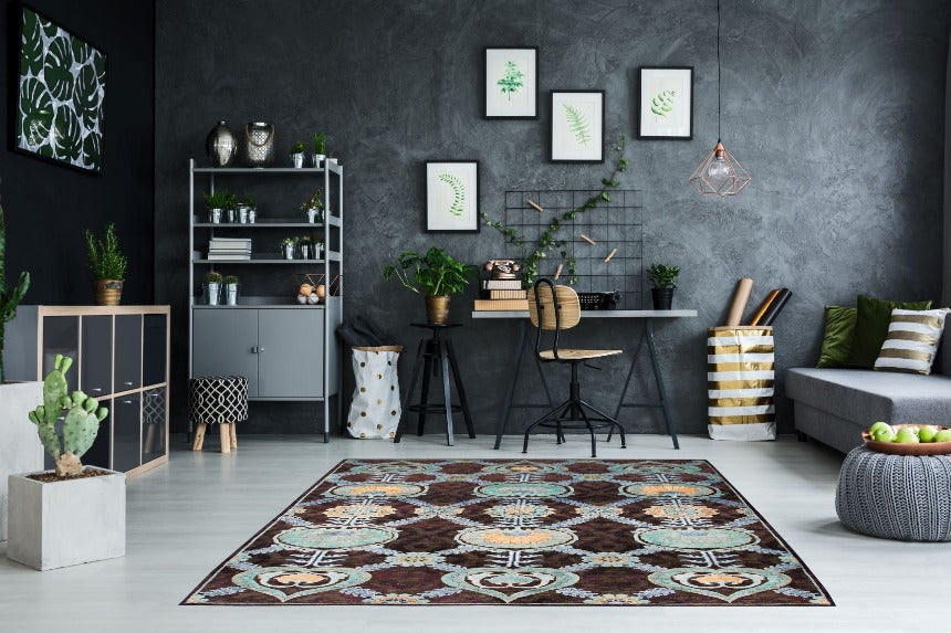 Indian Modern Fine Hand-Knotted Wool & Silk Area Rug