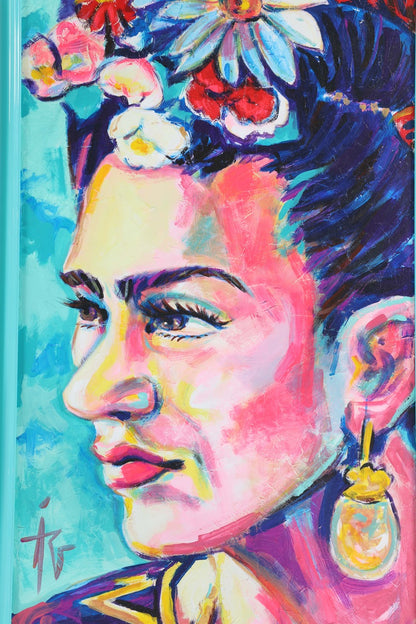 Frida Kahlo Framed Portrait. Mexican Art