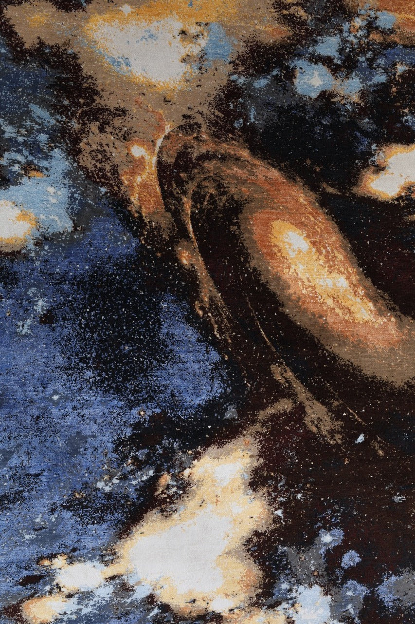 Modern Galaxy Indian Handmade Area Rug From Nepal Wool And Silk