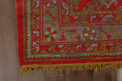 Handmade Fine Antique Turkish Oushak Wool Area Rug-id5
