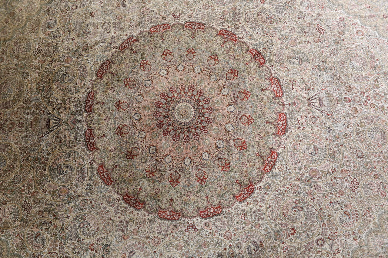 Traditional Silk On Silk China Rug With A Medallion Design
