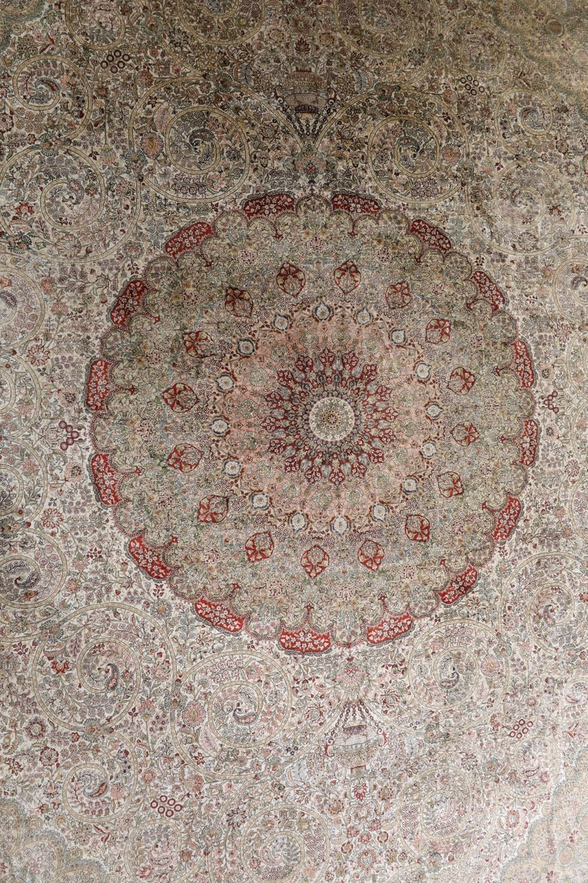Traditional Silk On Silk China Rug With A Medallion Design
