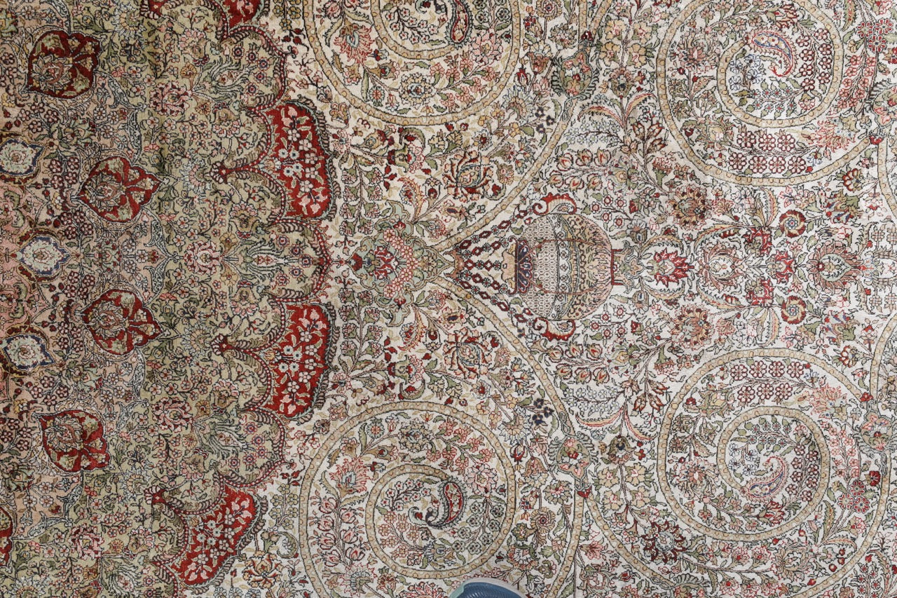 Traditional Silk On Silk China Rug With A Medallion Design