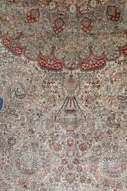 Traditional Silk On Silk China Rug With A Medallion Design