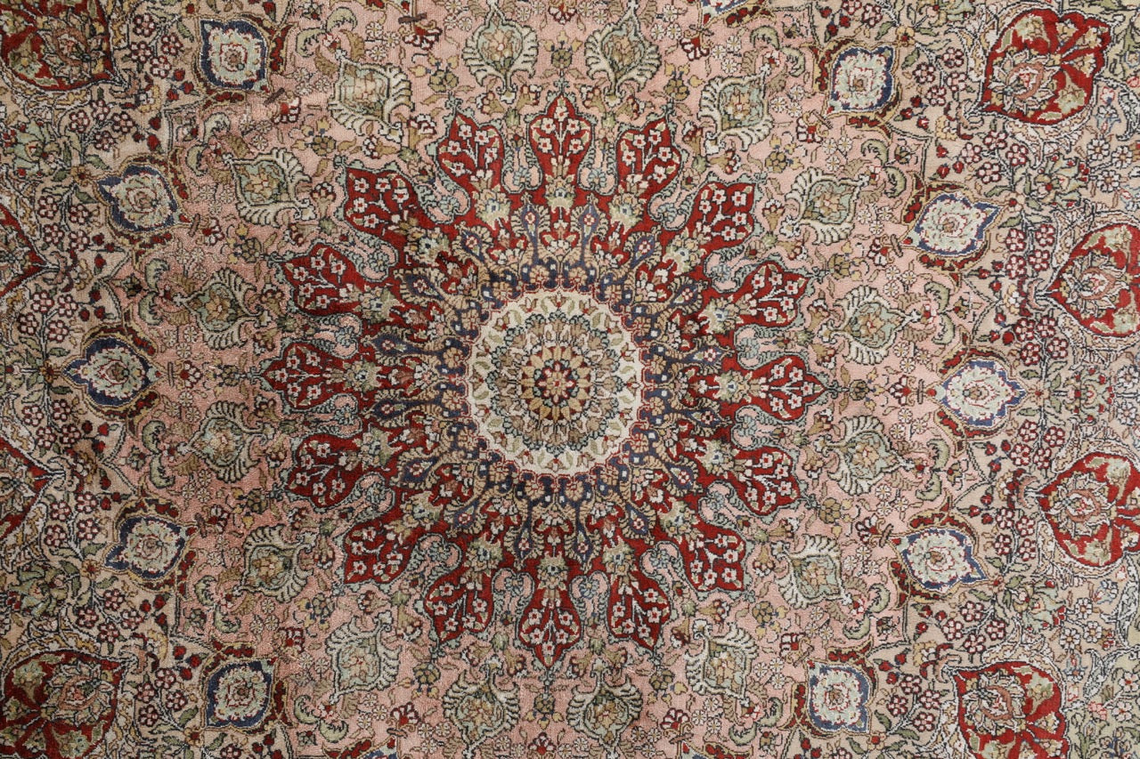 Traditional Silk On Silk China Rug With A Medallion Design