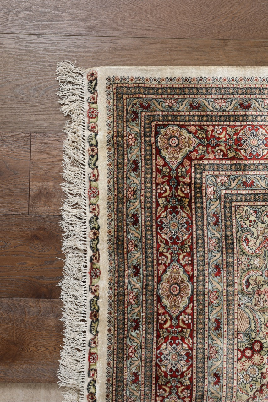 Traditional Silk On Silk China Rug With A Medallion Design