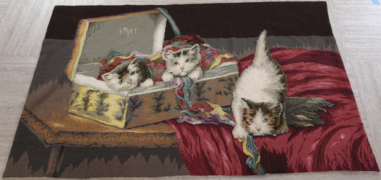 Unique Fine Kittens Handmade Wool Tapestry