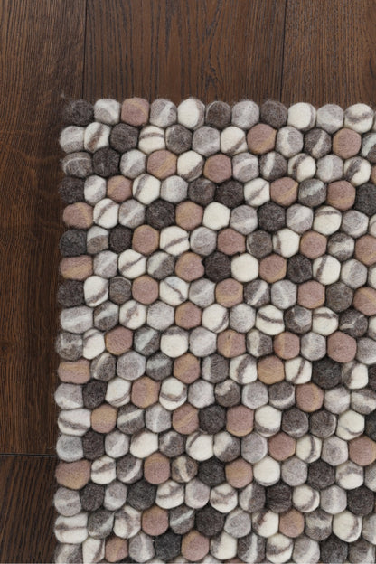 Nepal Handmade Felt Wool Modern Multi Grey Runner Rug
