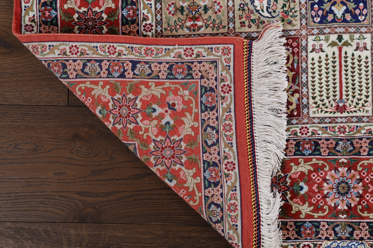 Hand-Knotted Persian Bakhtiari Four Season Pure Silk Carpet
