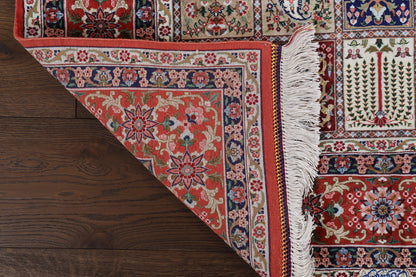Hand-Knotted Persian Bakhtiari Four Season Pure Silk Carpet