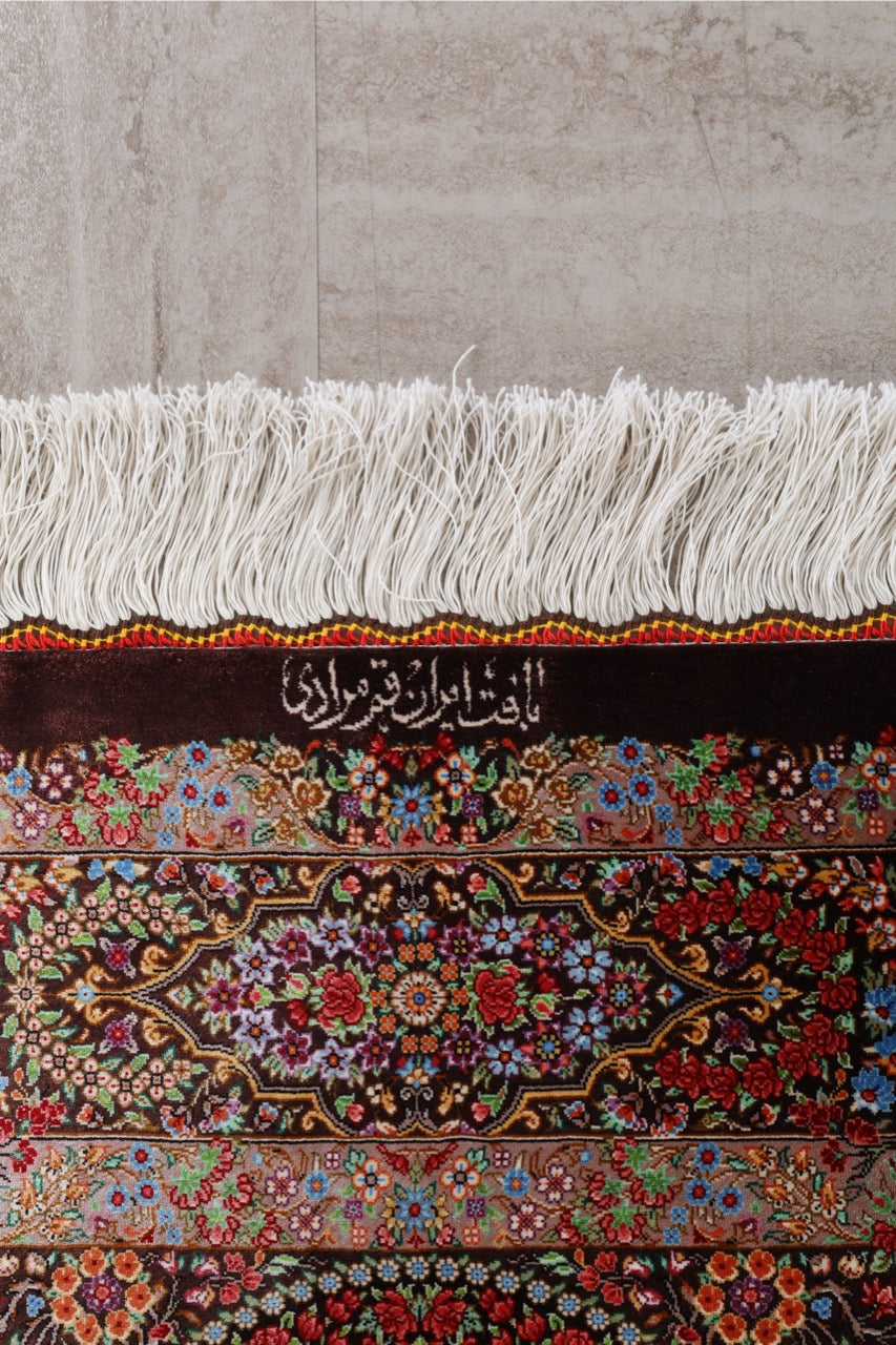 Traditional Persian Qom Moradi Silk Rug product image #27792105341098