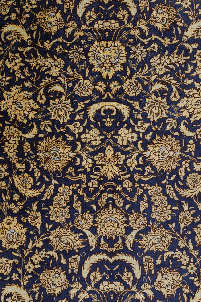 Traditional Hand-Knotted Fine Persian Qom Pure Silk Rug