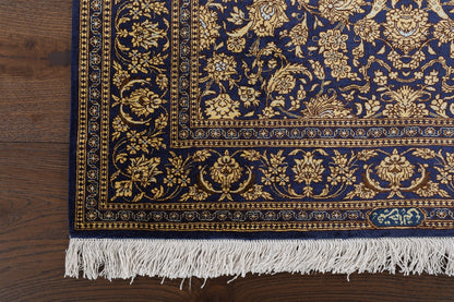 Traditional Hand-Knotted Fine Persian Qom Pure Silk Rug-id7
