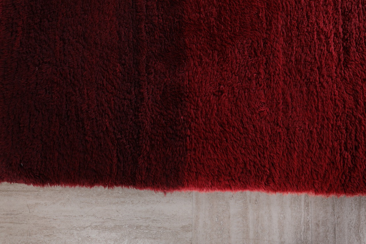 Red Turkish High Pile Vegetable-Dyed Handwoven Rug
