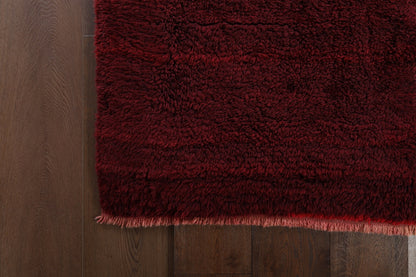 Red Turkish High Pile Vegetable-Dyed Handwoven Rug