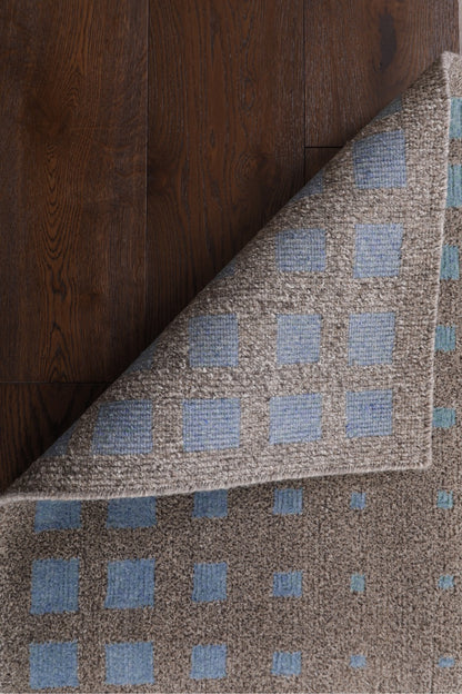 Modern Fine Handmade Nepal Wool Carpet Blue Green Grey-id5

