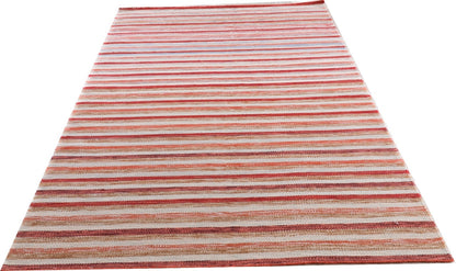 Handmade Modern Striped Multicolor Wool Kilim