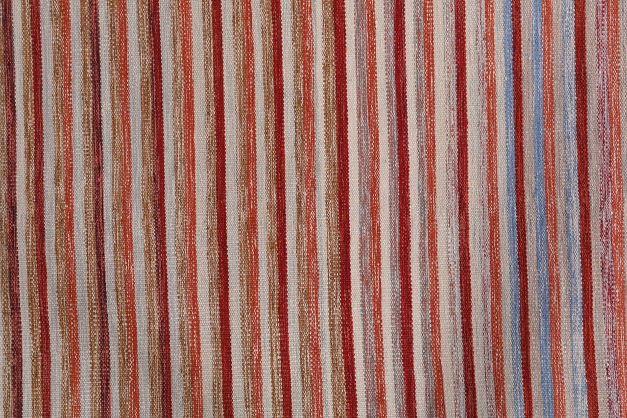 Handmade Modern Striped Multicolor Wool Kilim