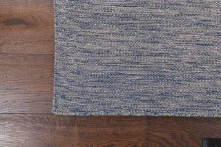 Modern Wool  Denim Blue Kilim  Flat Weave