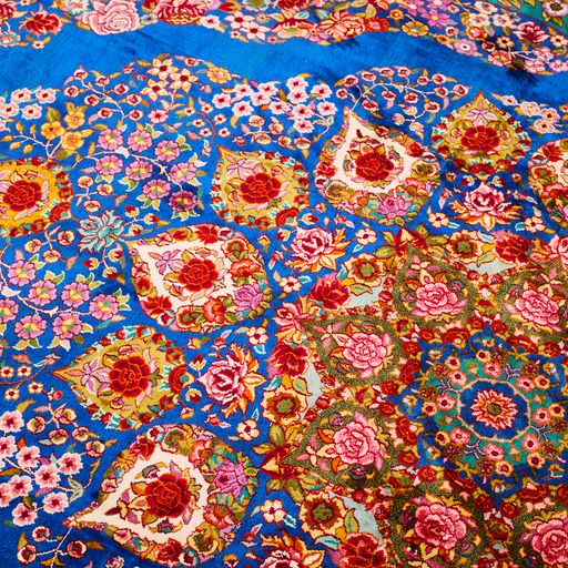 Kashmir Handmade Silk Rug Floral Rose Medallion Design