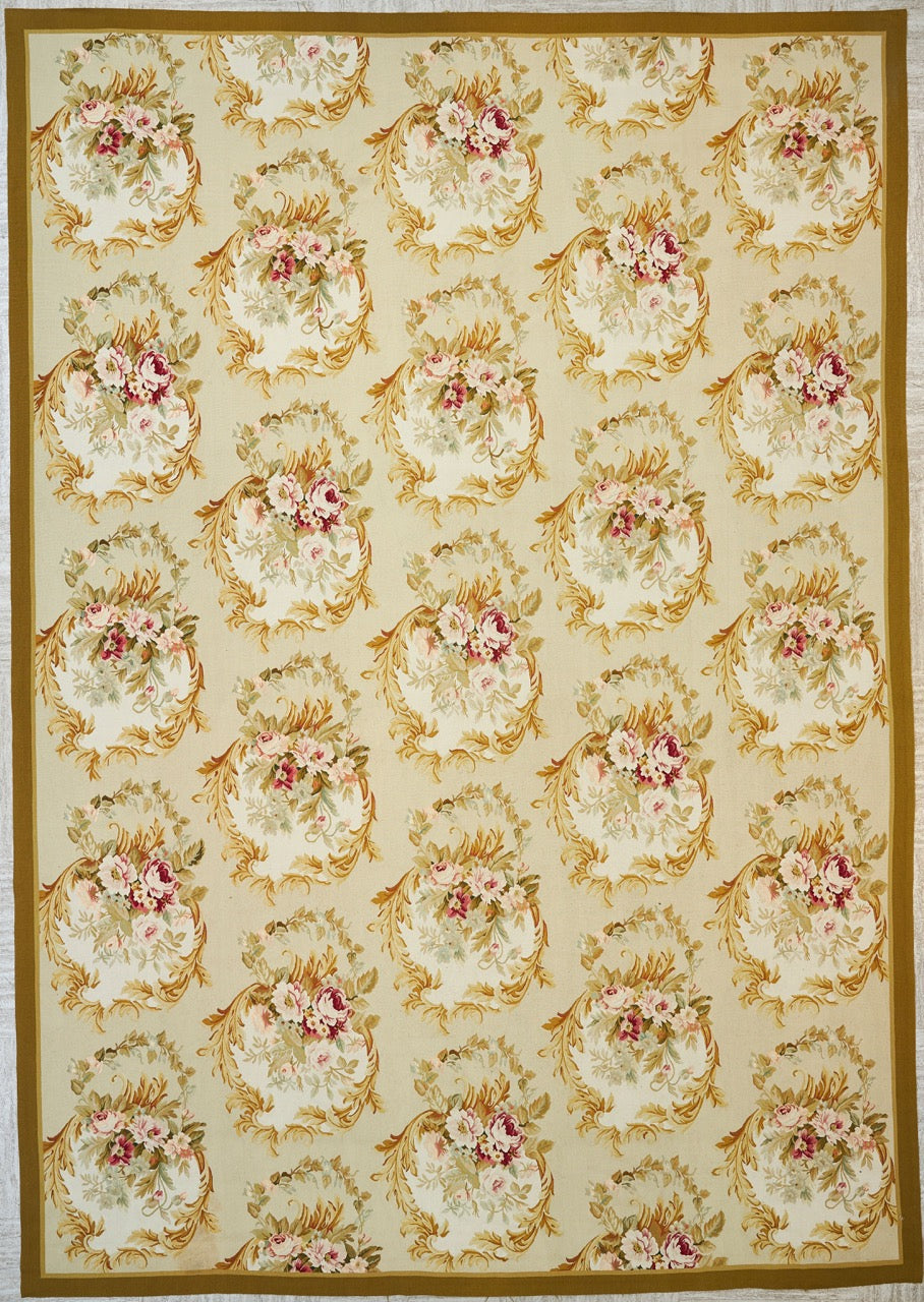 China Aubusson Floral Flat-Weave Wool Rug product image #27563298652330