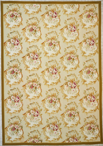 China Aubusson Floral Flat-Weave Wool Rug-id3
