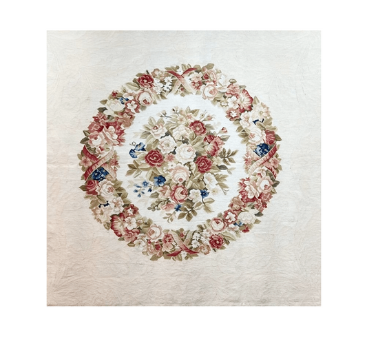 Handmade Semi Antique China Aubusson Fine Floral Medallion Tapestry