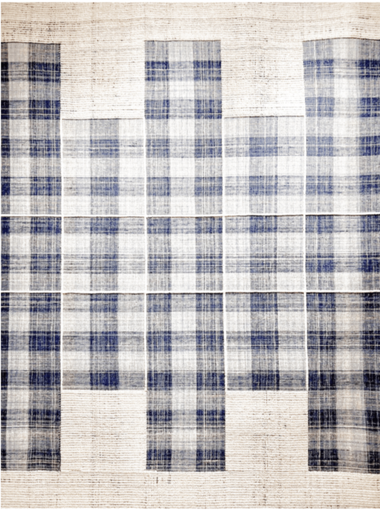 Indian Modern Handloom Ivory Blue Wool Area Rug featured #7584896843946 