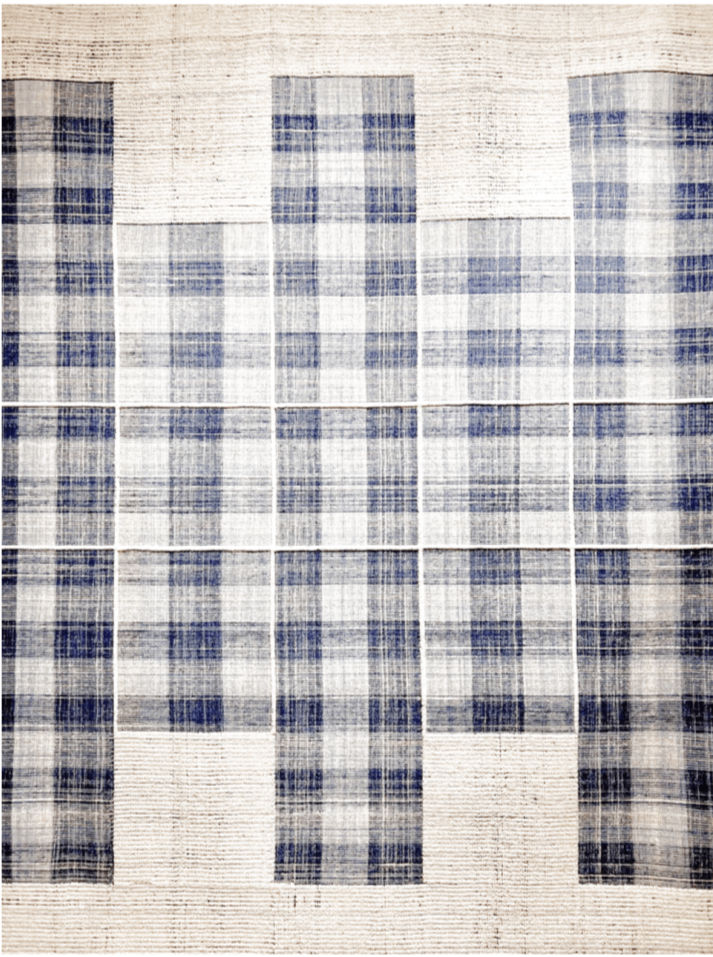 Indian Modern Handloom Ivory Blue Wool Area Rug product image #27556627054762