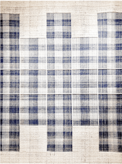 Indian Modern Handloom Ivory Blue Wool Area Rug-id1
