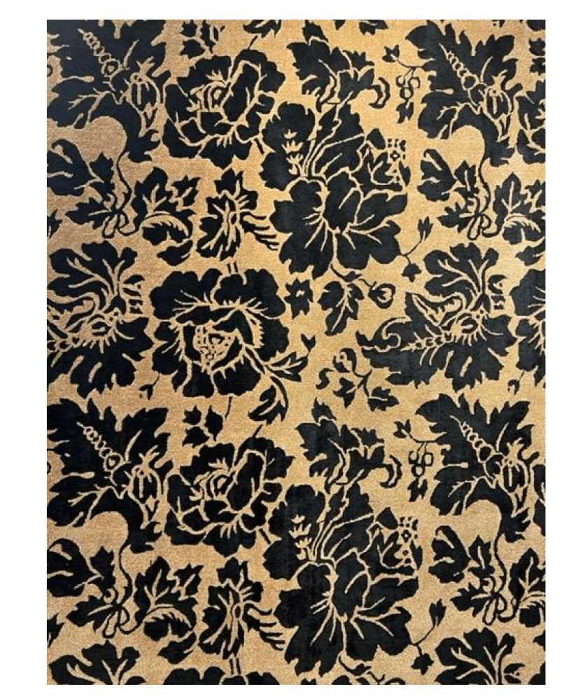 Indian Modern Wool And Silk Hand-Knotted Brown Black Area Rug product image #27556281057450