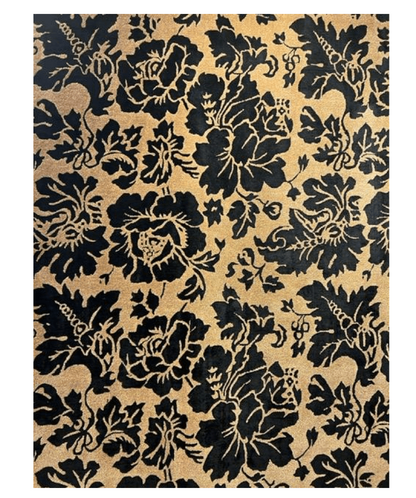 Indian Modern Wool And Silk Hand-Knotted Brown Black Area Rug-id2

