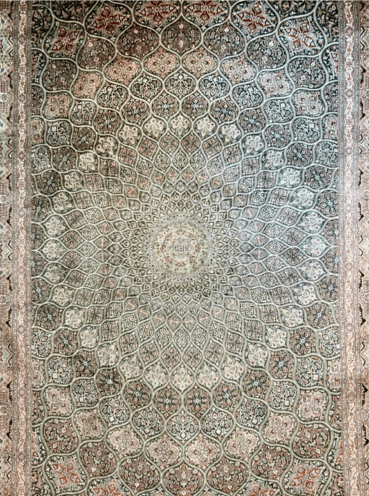 Kashmir Pure Silk Medallion Gonbad Rug