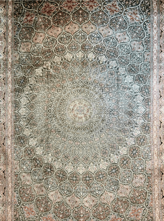 Kashmir Pure Silk Medallion Gonbad Rug featured #7585830142122 