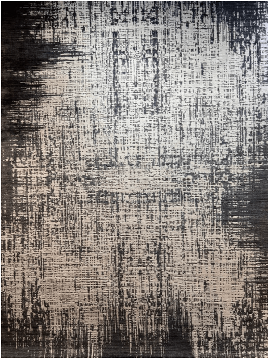 Hand-Loom Modern Indian Dark Blue And Light Blue Fine  Carpet