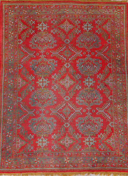 Handmade Fine Antique Turkish Oushak Wool Area Rug-id1

