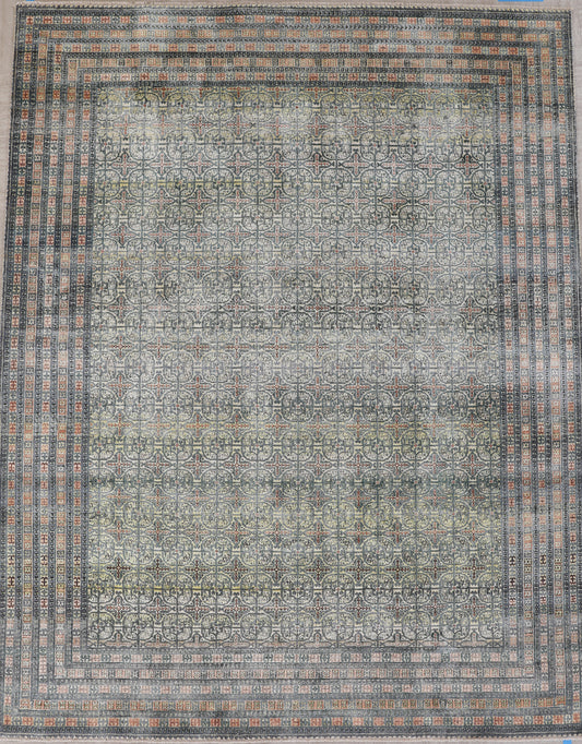 Pure Silk Very Fine Area Rug With An Antique Khotan Design featured #7592256503978 
