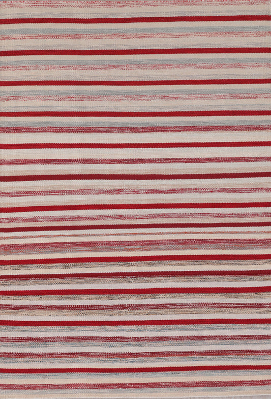Handmade Modern Striped Multicolor Wool Kilim featured #7596553601194 