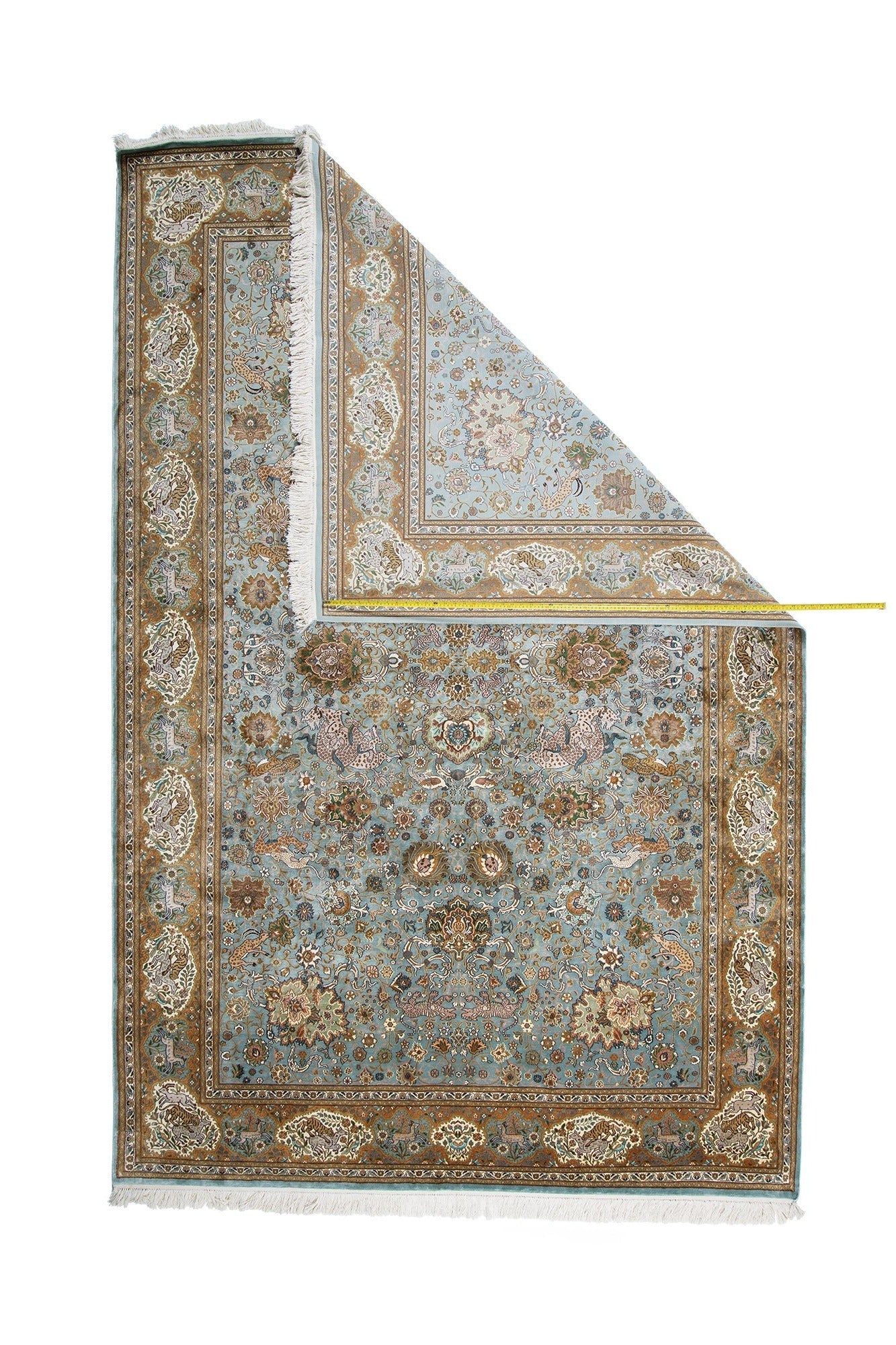 Indian Hand-knotted Traditional Floral  Fine Kashmir Area Rug