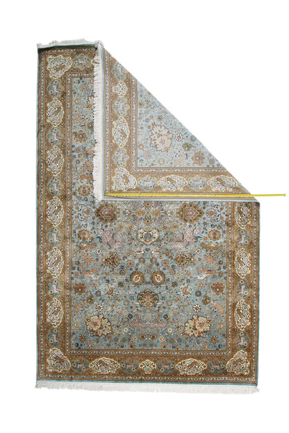 Indian Hand-knotted Traditional Floral  Fine Kashmir Area Rug