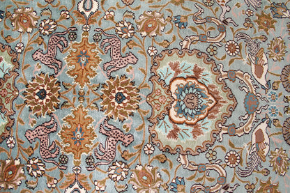 Indian Hand-knotted Traditional Floral  Fine Kashmir Area Rug