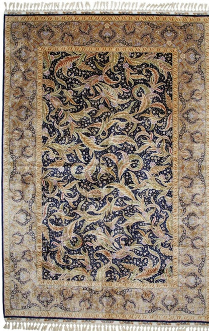 China Traditional Floral Silk Rug With Turkish Pattern And  China  Design