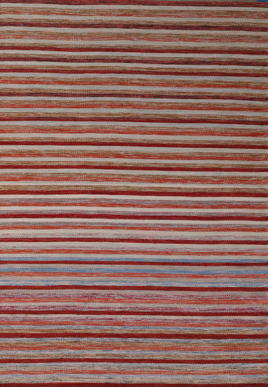 Handmade Modern Striped Multicolor Wool Kilim featured #7595231740074 