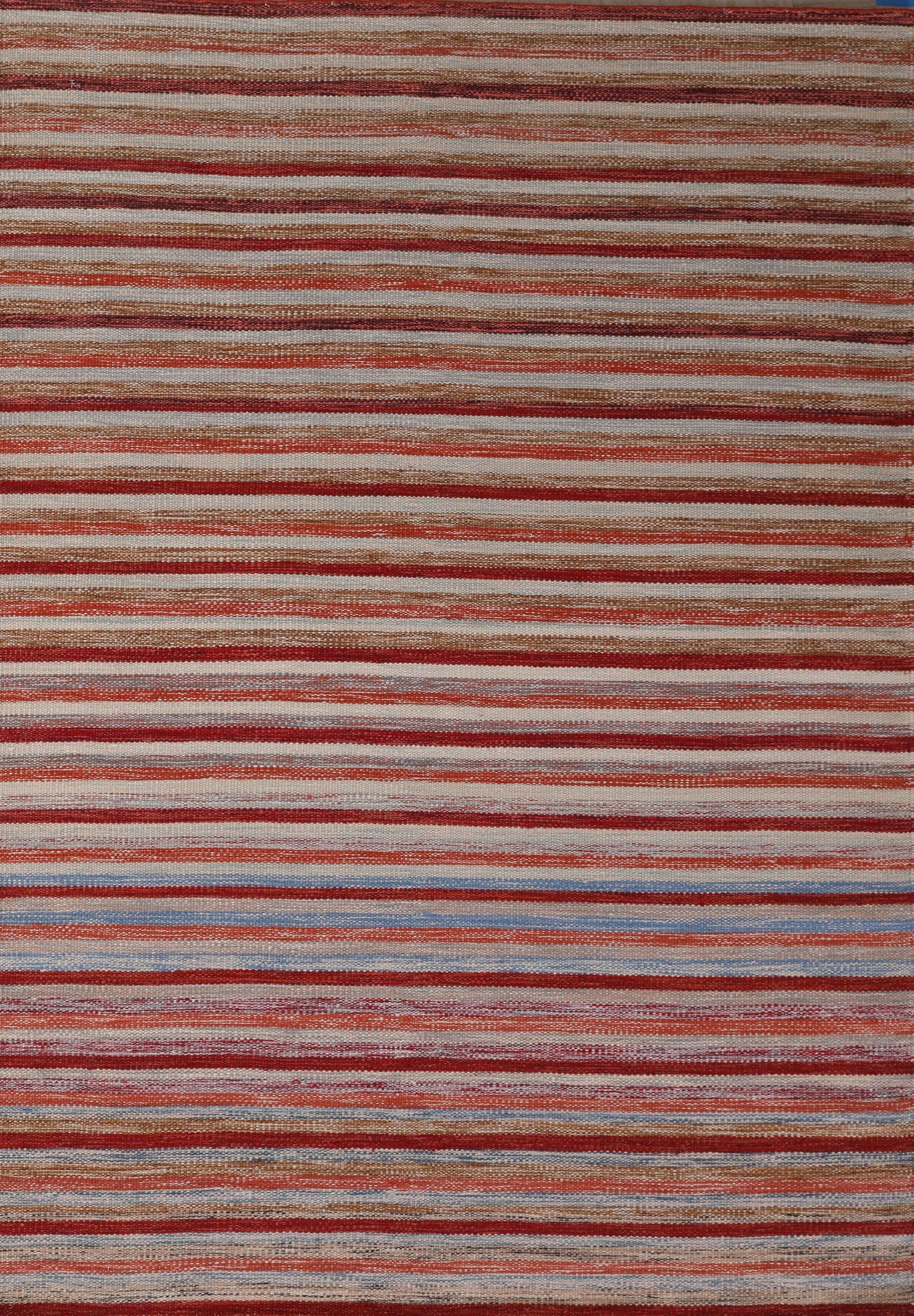 Handmade Modern Striped Multicolor Wool Kilim