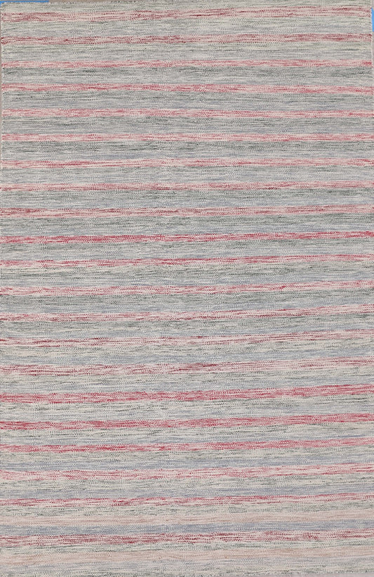 Modern Handmade Multicolor Striped Wool Nepali Flat Weave Kilim featured #7563905368234 